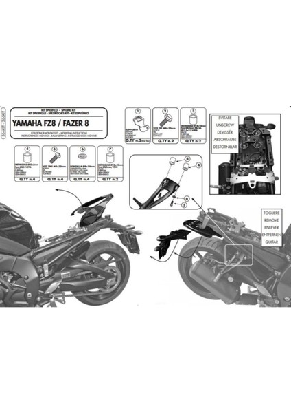 366KIT Yamaha Fz8-Fazer8 (10-15) Yan Çanta Taşıyıcı Baglantı Kiti fiyatları