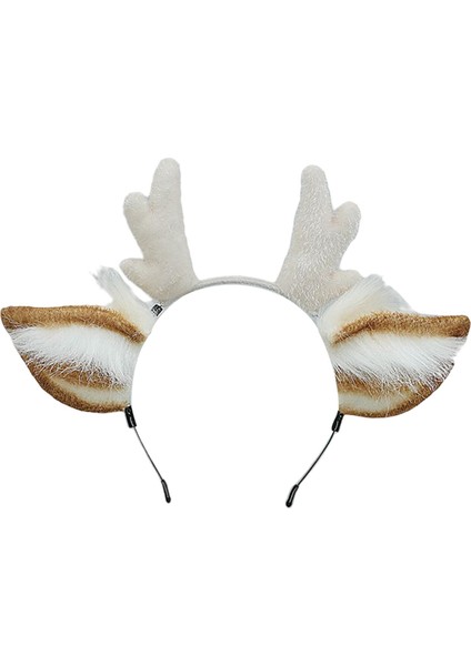 Peluş ve Kuyruk Seti Cadılar Bayramı Süslü Elbise Cosplay Kostüm Beyaz (Yurt Dışından)