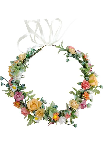 Boho Floral Çelenk Başlık Çiçek Kafa Bandı (Yurt Dışından)