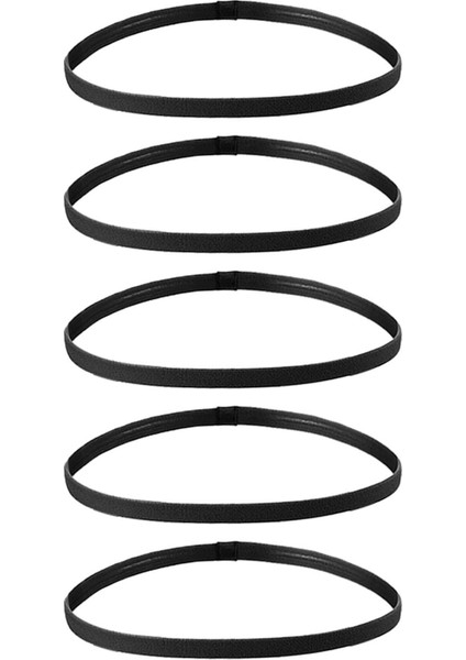 5x Elastik Olmayan İnce Saç Bant Koşmak İçin Spor Salonu Kadın Erkekler Siyah (Yurt Dışından)