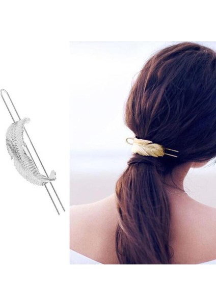 Kadın Tüyü Yuvarlak Üst Saç Çubuk Tutucu Saç Klipli Pimler Saç Aksesuarları Gümüş (Yurt Dışından) indirimleri