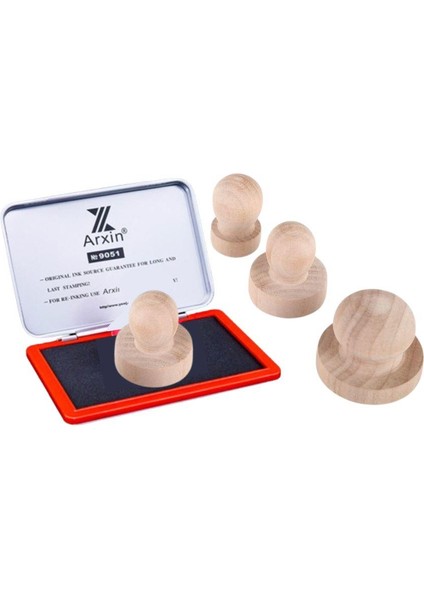 Ahşap Yuvarlak Mühür 50 mm Çap Tutamaçlı Blok Ağaç