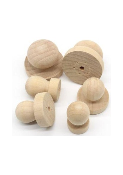 Ahşap Yuvarlak Mühür 50 mm Çap Tutamaçlı Blok Ağaç