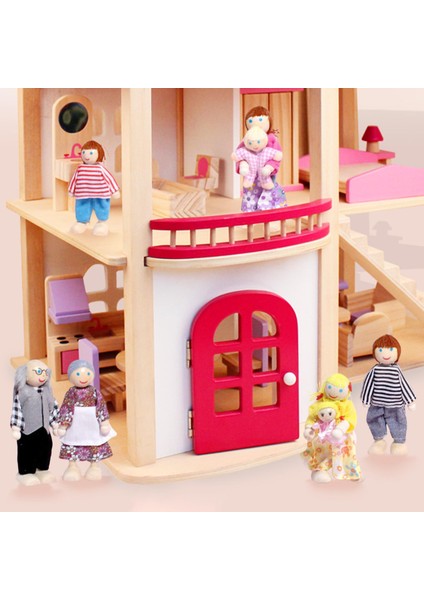 Ahşap Dollhouse Minyatür Bebekler Yeni Yürümeye Başlayan Çocuklar İçin Erken Eğitim (Yurt Dışından)