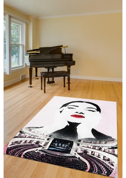 Callas Siyah Beyaz Halı Müzik Sever Halısı Art Müzik Modern Halı Müzisyene Hediyelik Halı