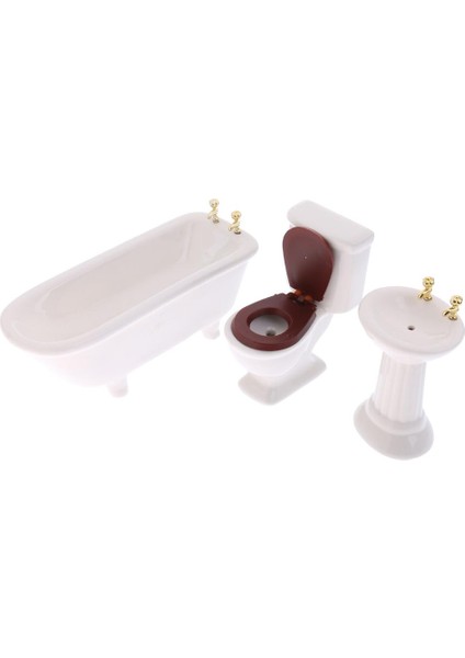 3pcs 1:12 Banyo Set Bebekler Ev Minyatür Mobilya Dekoru (Yurt Dışından)