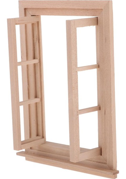 1/12 Dollhouse İçin Boyasız Ahşap 6 Tra Pencere ve Cam Sayfası (Yurt Dışından)