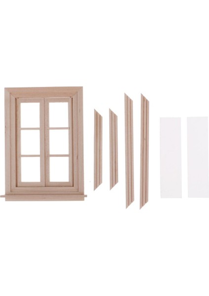 1/12 Dollhouse İçin Boyasız Ahşap 6 Tra Pencere ve Cam Sayfası (Yurt Dışından)