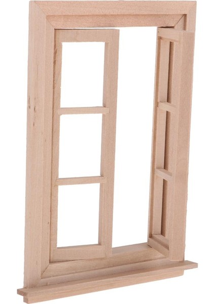 1/12 Dollhouse İçin Boyasız Ahşap 6 Tra Pencere ve Cam Sayfası (Yurt Dışından)