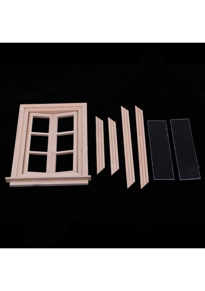 1/12 Dollhouse İçin Boyasız Ahşap 6 Tra Pencere ve Cam Sayfası (Yurt Dışından)