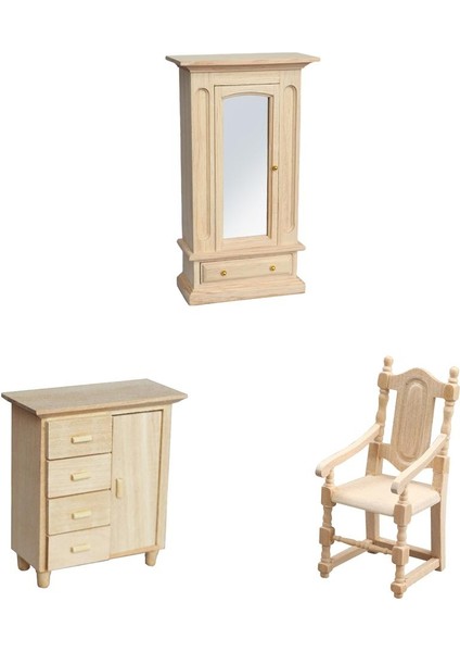 1:12 Dollhouse Mobilya Dolap Kitaplık Fotoğraf Talepleri Yatak Odası Dekoru (Yurt Dışından)