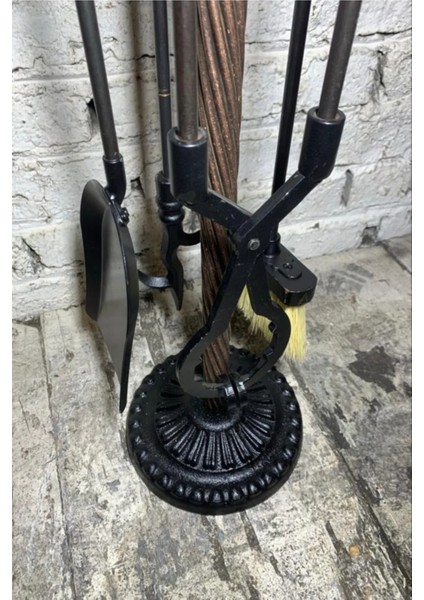 Antik Bakır Ruj Başlıklı Şömine Maşa Takımı modelleri