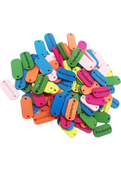 100PCS Çok Renkli Ahşap Etiket Düğmeleri ile (Yurt Dışından)