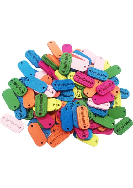 100PCS Çok Renkli Ahşap Etiket Düğmeleri ile (Yurt Dışından) fiyatları