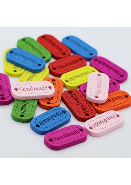 100PCS Çok Renkli Ahşap Etiket Düğmeleri ile (Yurt Dışından) modelleri