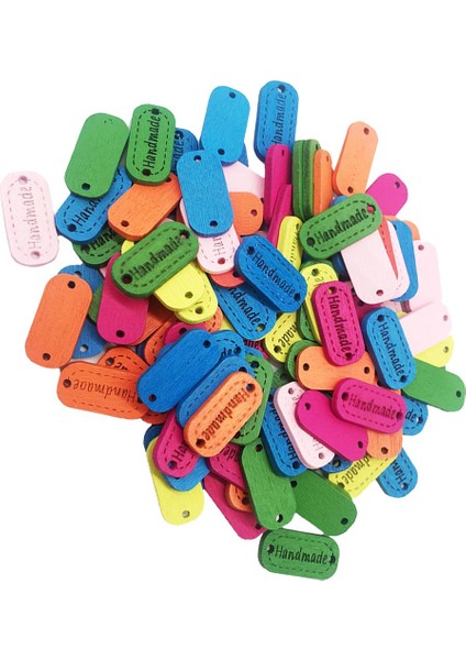 100PCS Çok Renkli Ahşap Etiket Düğmeleri ile (Yurt Dışından) fırsatları
