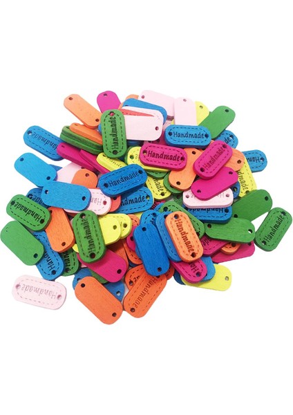 100PCS Çok Renkli Ahşap Etiket Düğmeleri ile (Yurt Dışından) indirimleri