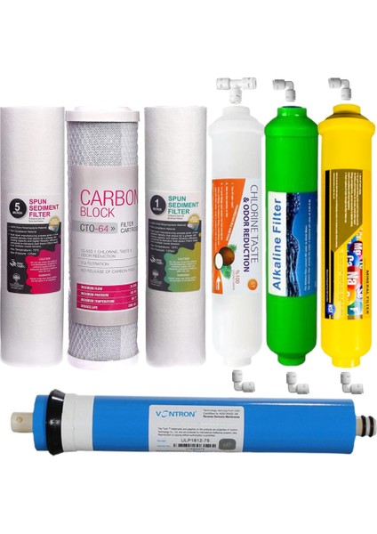 Su Arıtma Filtre Seti 7 Li Çift Spun Vontron Mineral Alkali