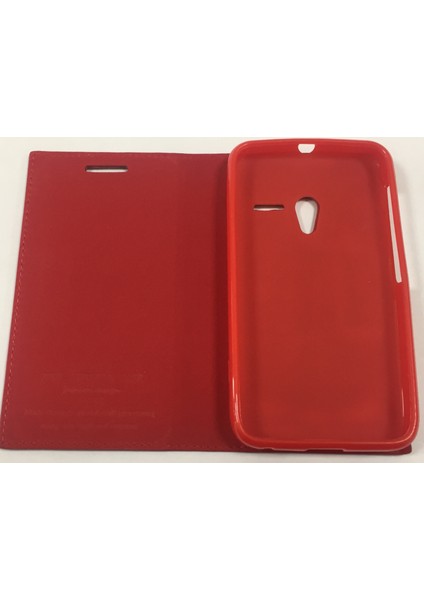 Alcatel Pixi 3 Gizli Mıknatıslı Kapaklı Lüx Kılıf Kırmızı