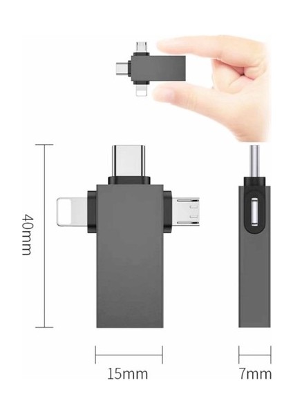 HT-S39 iPhone Type-C Micro USB USB 3.0 Dişi Mouse Flash Otg Adaptör SX39