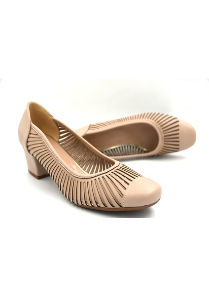 Topuklu File Detaylı Günlük Kadın Ayakkabı Nut