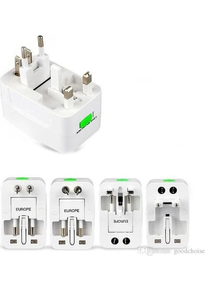 Unıversal Seyahat Adaptörü / 2 USB Li Çoklu Priz Çevirici Adaptör 2 USB Girişli fırsatları