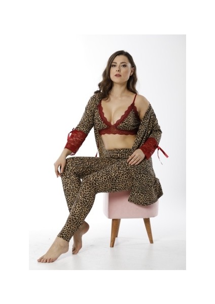 Kadın Büstiyerli Sabahlıklı 3'lü Pijama Takım fiyatları