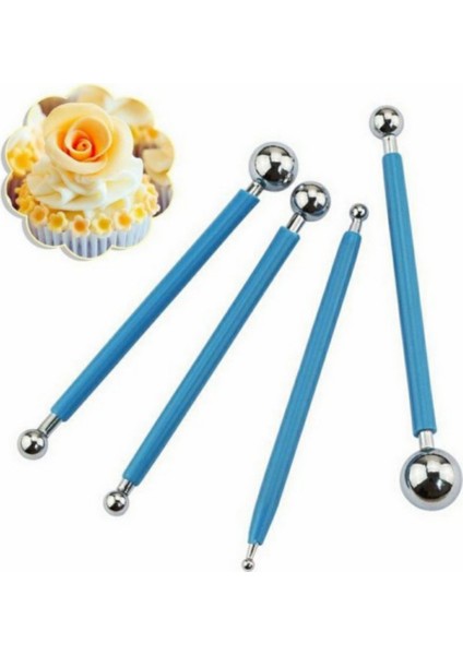 Marzipan Seti Metal 4lü Şeker Hamuru Şekillendirme Göz Modelleme Pasta Figür Çiçek Yapma Seti