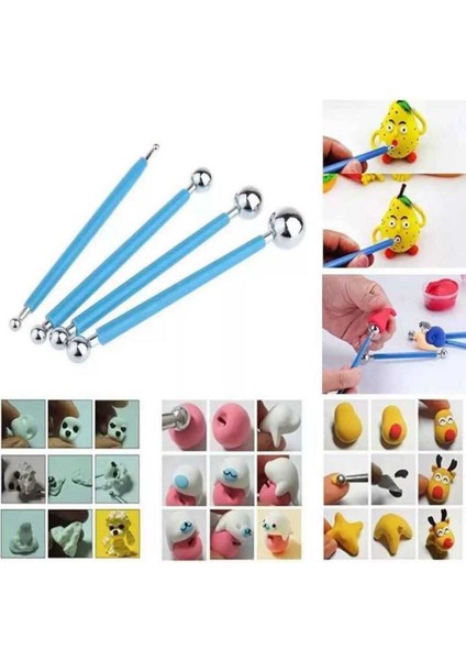 Marzipan Seti Metal 4lü Şeker Hamuru Şekillendirme Göz Modelleme Pasta Figür Çiçek Yapma Seti