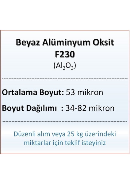 Alüminyum Oksit F230 - AL2O3 - 53 Mikron - 1 kg