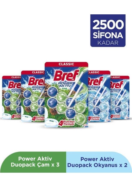 Wc Power Aktiv Duopack Katı Tuvalet Bloğu 3 Çam 2 Okyanus, 5 x 2'li Paket