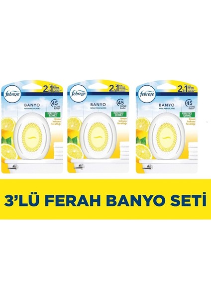 Banyo Hava Ferahlatıcı Oda Kokusu Limon Ferahlığı 3'lü (Febreze 3'lü Limon