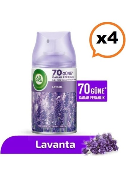 Oda Kokusu Makine Yedek Sprey Lavanta 250 ml X4 Adet