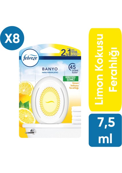 Hava Ferahlatıcı Banyo Oda Kokusu Limon 7,5 ml X8 Adet