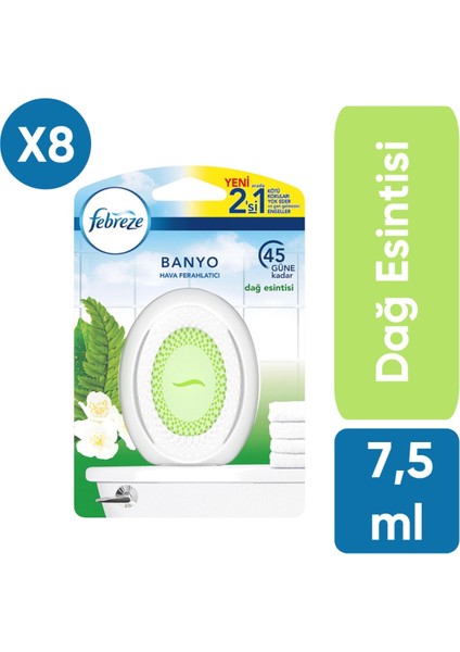 Hava Ferahlatıcı Banyo Oda Kokusu Dağ Esintisi 7,5 ml X8 Adet