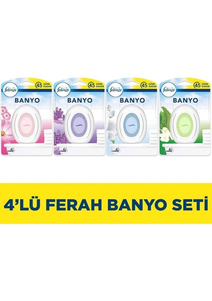 Banyo Hava Ferahlatıcı Oda Kokusu 4'lü (Temiz Çarşaf, Dağ Esintisi, Lavanta, Bahar Çiçeği)