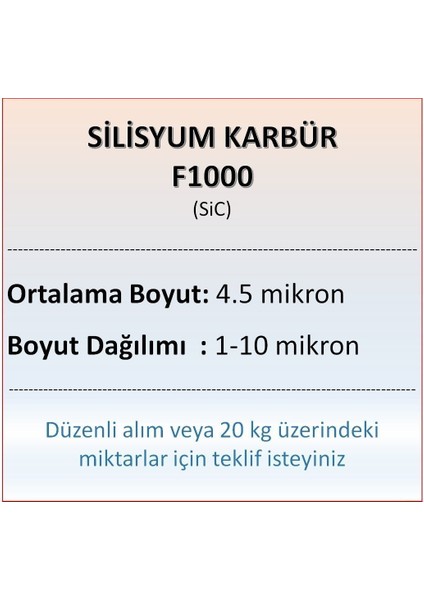 Silisyum Karbür F1000 - Sic- 4.5 Mikron - 5 kg