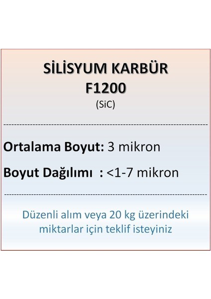 Silisyum Karbür F1200 - Sic- 3 Mikron - 5 kg