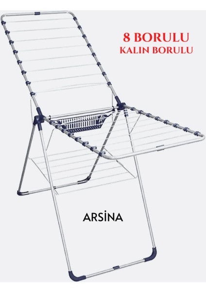 Arsina Kaliteli Siyah Kurutmalık Çamaşır Kurutma Askılığı Kalın Borulu Mandal Sepetlı