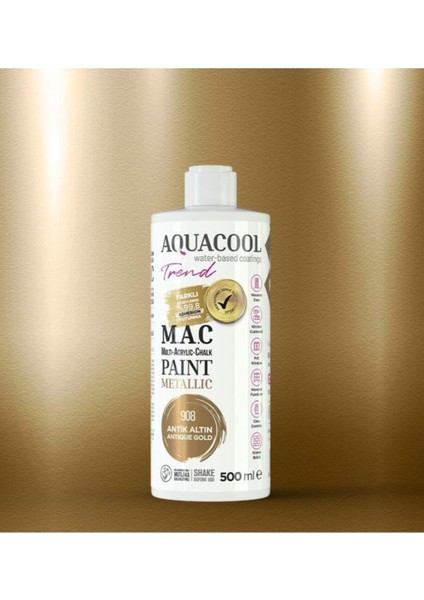 Trend M.a.c Metalik Boya 908 - Antik Altın 500 ml