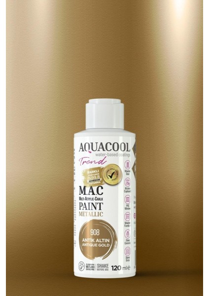 Trend M.a.c Su Bazlı Akrilik Metalik Boya 908 Antik ALTIN120 ml