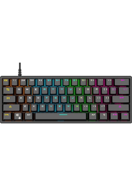 61KEYS Mekanik Oyun Klavyesi Rgb Windows/android Mini Için Aydınlatılmış (Yurt Dışından)