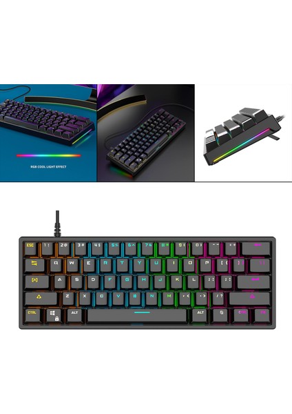 61KEYS Mekanik Oyun Klavyesi Rgb Windows/android Mini Için Aydınlatılmış (Yurt Dışından)