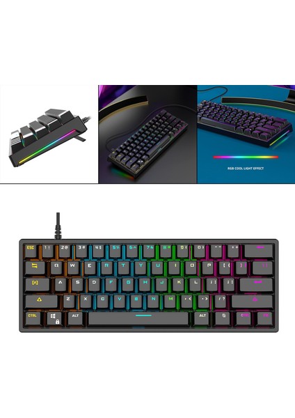 61KEYS Mekanik Oyun Klavyesi Rgb Windows/android Mini Için Aydınlatılmış (Yurt Dışından)