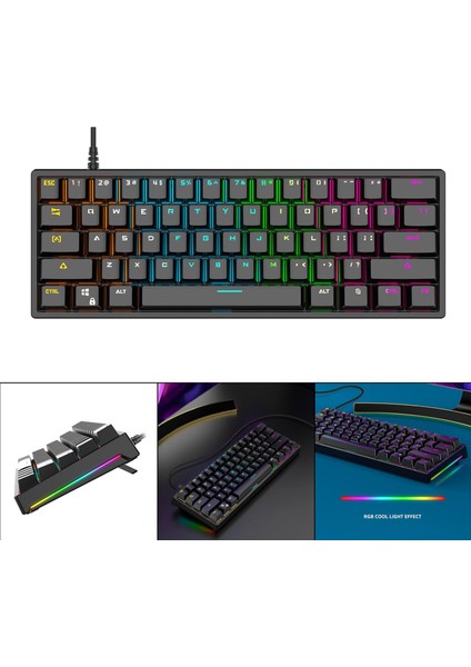 61KEYS Mekanik Oyun Klavyesi Rgb Windows/android Mini Için Aydınlatılmış (Yurt Dışından)