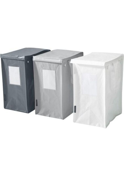 3 Adet Çamaşır Sepeti Beyaz Koyu Gri Açık Gri Meridyendukkan 35LITRE 22X35X45 cm Çamaşır Sepet