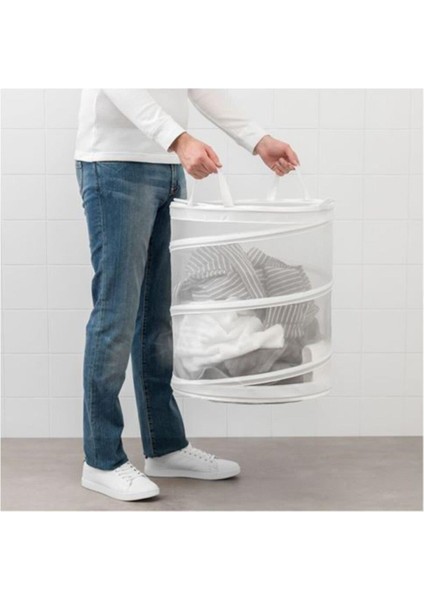 Çamaşır Sepeti, Beyaz 79 Litre Meridyendukkan 50 Cm, 9 kg Pratik Çamaşır Sepeti