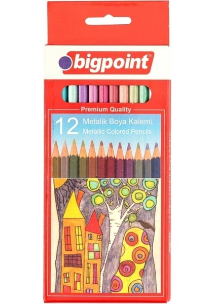Bigpoint Uzun Boy Metalik Kuru Boya Kalemi 12 Renk