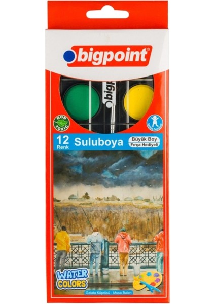 Bigpoint Suluboya 12 Renk - Büyük Boy 12'li Paket