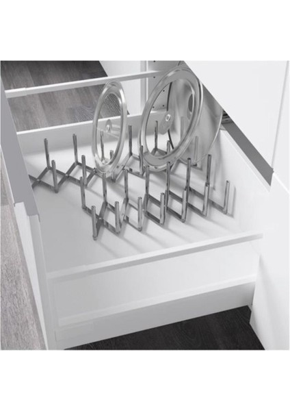 Tencere Kapaklığı Düzenleyici 14X10 cm Meridyendukkan Dolap Içi Düzenleyici Katlanır Tencere K